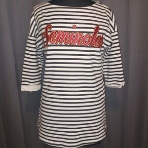 Florida Seminoles‎ L Striped Top 3/4 Sleeve Gold Button Detail Heavy knot